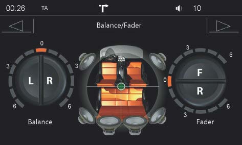 GELUIDSINSTELLINGEN BALANS/FADER Afb. S/04 Afb. S/05 In dit menu kunt u de verschillende geluidsinstellingen bepalen. Toonregeling is voor elke bron afzonderlijk beschikbaar.