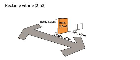 - Lichtmastreclame 1,2m 2 : o De afstand tot het maaiveld is min 4,5m. o Een reclamevlak is max. 1,2 m 2 o Max. 0,2 m dik. o Verlichting van binnenuit is toegestaan.
