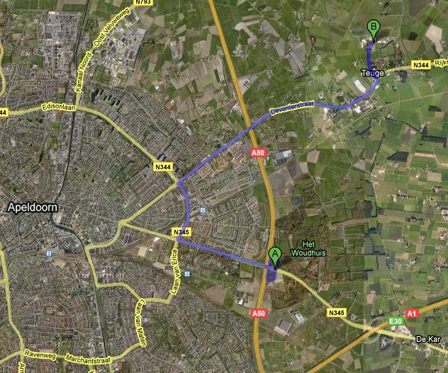 1 RIJROUTES NAAR HET VLIEGVELD Komende vanaf Amersfoort / Amsterdam / Deventer Neem de A1 richting Apeldoorn 1. Neem de afslag richting Zwolle 2,5 km 2.