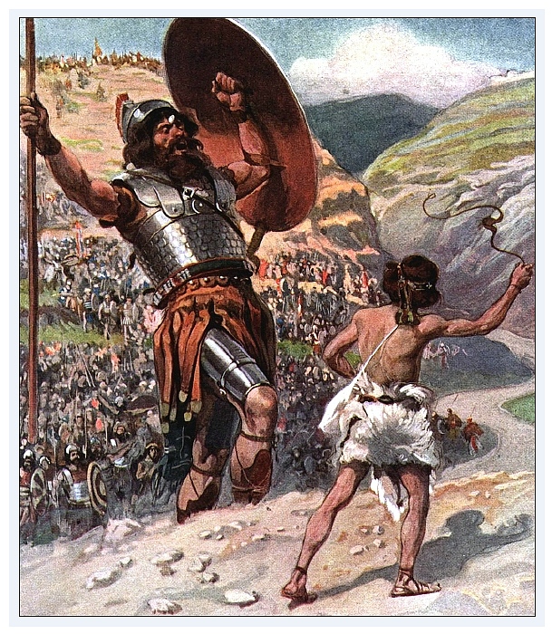 was een reus en kampvechter uit het leger van de Filistijnen. David, de zoon van Isaï, nam het tegen hem op en versloeg hem, door Goddelijke beschikking, met een geslingerde steen en een zwaard.