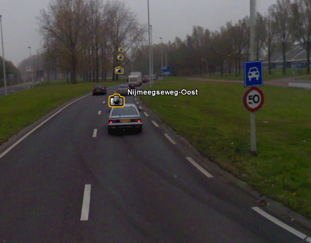 Locatie Nijmeegseplein Nijmeegseweg Noord Twee rijstroken op de Nijmeegseweg-Oost richting