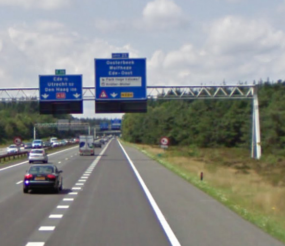 Locatie Grijsoord - A12 West Drie rijstroken op de A12 in westelijke richting GPS: 52.