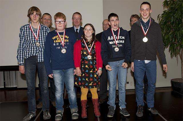 Kasper, Toon, Tom, Jonas, Max en Yens werden op 16 november gehuldigd door het stadbestuur van Sint-Truiden omdat zij een gouden, zilveren of bronzen medaille hadden behaald tijdens de Nationale