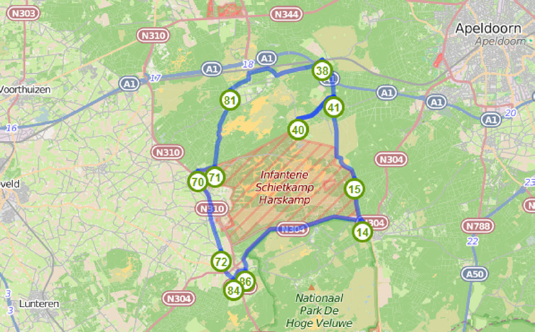 Gelderland 01 Radio Kootwijk - De grootste woestijn van Nederland - 36,1 km In het hart van de Veluwe maken de bomen van Nederlands grootste bosgebied opeens plaats voor een groot open gebied van