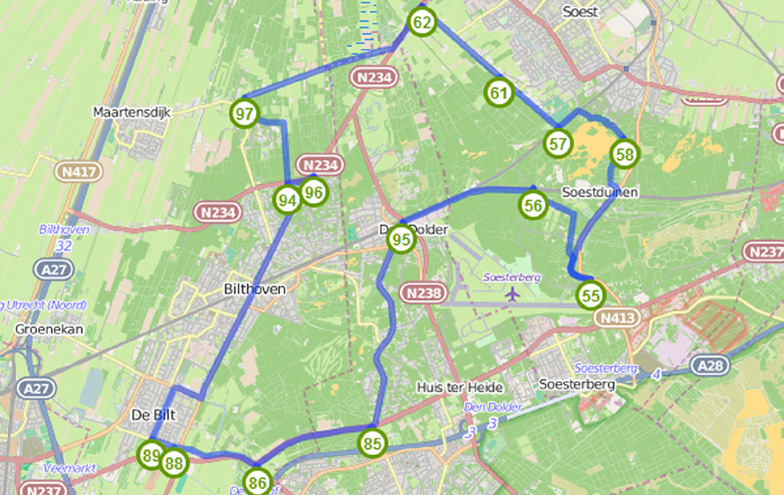 Utrecht 03 Soest - De Soester Duinen - 34,8 km Geniet van omvangrijke zandverstuivingen, heide en bos in natuurgebied De Soester Duinen bij Soest in de provincie Utrecht.