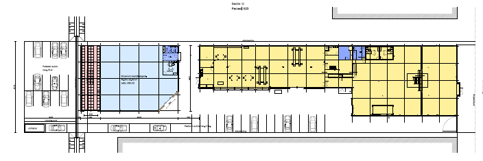 Daarnaast heeft Auto Binnenmaas het plan om een extra bedrijfsgebouw en ruimte voor bandenopslag op te richten. Hierna is de situering van die nieuwe bebouwing op het bedrijfsperceel weergegeven.