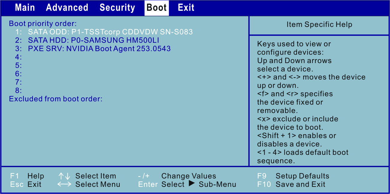 Opstartmenu (Boot) De opstartbare toestellen zullen automatisch worden weergenomen tijdens POST en hier getoond worden, u toelatend de volgorde, die de BIOS gebruikt, in te stellen om op zoek te gaan