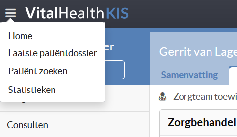 Bij het invoeren van een consult zijn de verschillende onderdelen nu duidelijk weergegeven in knoppen (voorheen tabbladen) waardoor goed zichtbaar is welk onderdeel u nu vastlegt.