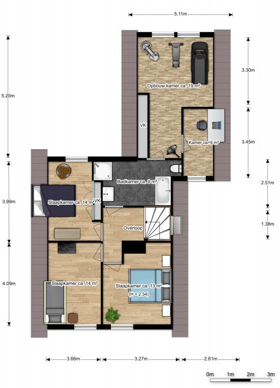 2D tekening eerste verdieping Bovenstaande plattegrond is ter