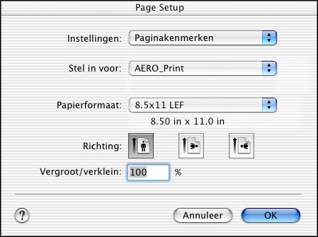 AFDRUKKEN VANUIT MAC OS X 28 AFDRUKOPTIES INSTELLEN EN AFDRUKKEN VANUIT MAC OS X 1 Open een bestand en kies Pagina-instelling in het menu Archief van de toepassing.