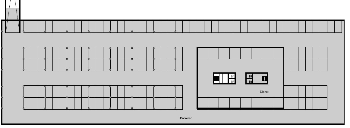 Op basis van de meest recente versie van het ontwerp van het toekomstige parkeerterrein is de parkeercapaciteit bepaald (zie figuur 2.3).