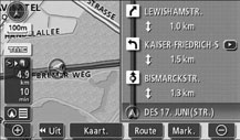 5. Routebegeleiding Druk op. Pijlscherm annuleren Druk op om de normale kaart weer te geven. Druk op in dit scherm om het pijlscherm weer te openen.