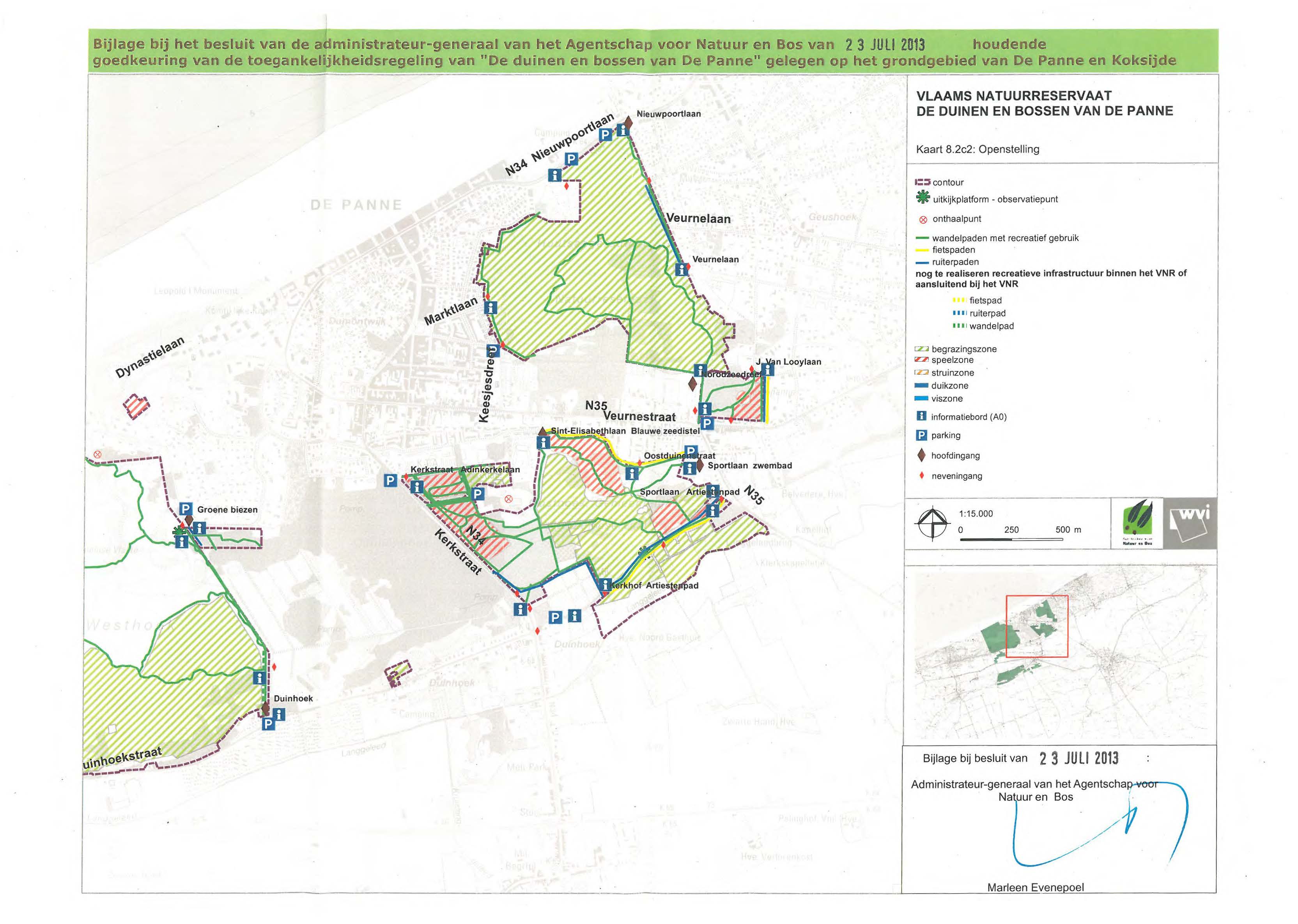 houdende goedkeuring van de toegankelijkheidsregeling van "De duinen en bossen van De Panne" gelegen op het grondgebied van De Panne en Koksijde Bijlage bij het besluit van de administrateur-generaal