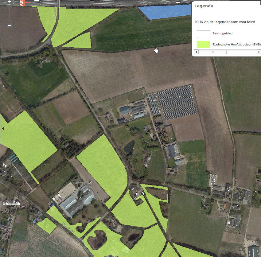 Uitsnede Kaart Ecologische Hoofdstructuur Provincie Noord-Brabant Rode pijl geeft