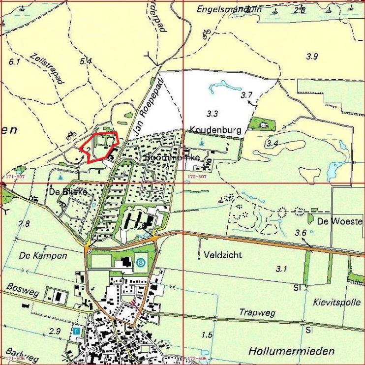 pagina 3 van 17 173/608 171/606 Afbeelding 1. Topografische kaart waarop het onderzoeksgebied met een rood kader is aangegeven (bron: Topografische Dienst Nederland) 1.3 Doel van het onderzoek 1.3.1 Bureauonderzoek Het bureauonderzoek heeft tot doel inzicht te krijgen in bekende en de te verwachten archeologische waarden van het plangebied.