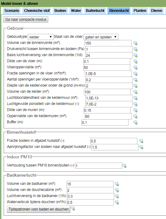 In Uitgebreide modus zijn een bijkomend aantal parameters voor uitdamping naar binnenlucht toegankelijk (Figuur 26).