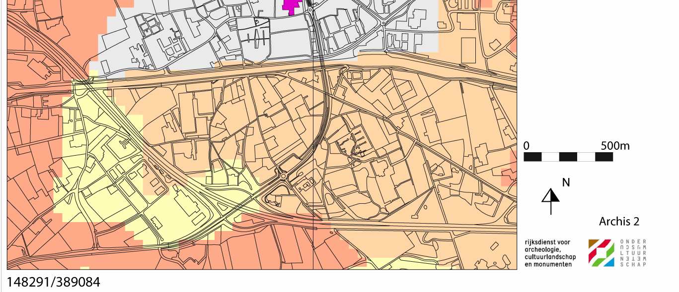 Archeologisch Centrum Eindhoven Rapport 39 Afbeelding 2. Bodemkaart uit ARCHIS II met daarop in rood het plangebied. Afbeelding 3.