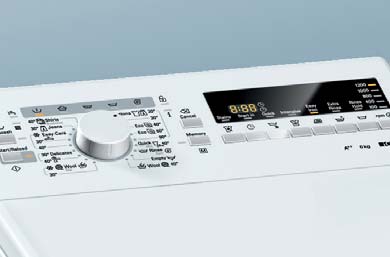 Een wasmachine met opening aan de bovenkant voor het comfortabel inen uitladen van het wasgoed 40 cm breed, dus ook plaatsbesparend.