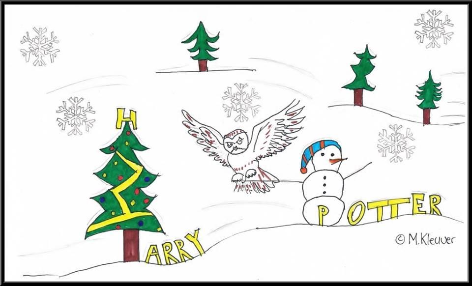Speciale Harry Potter kerstkaart Het is bijna Kerst en daarom heeft Mitchel Kleuver speciaal voor deze nieuwsbrief een echte Harry Potter kerstkaart ontworpen!