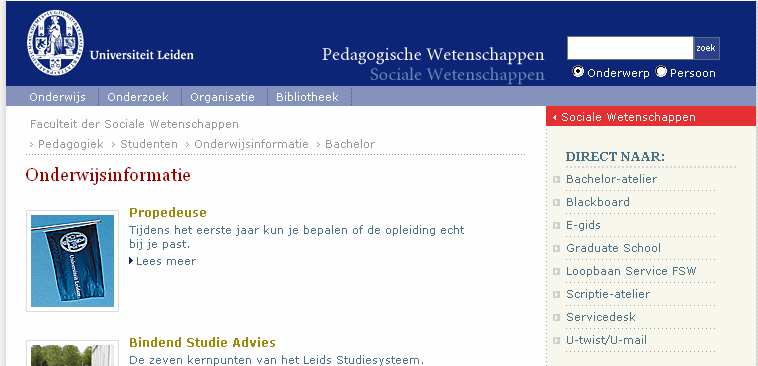 FSW startpagina Startpagina Pedagogische Wetenschappen http://www.fsw.leidenuniv.