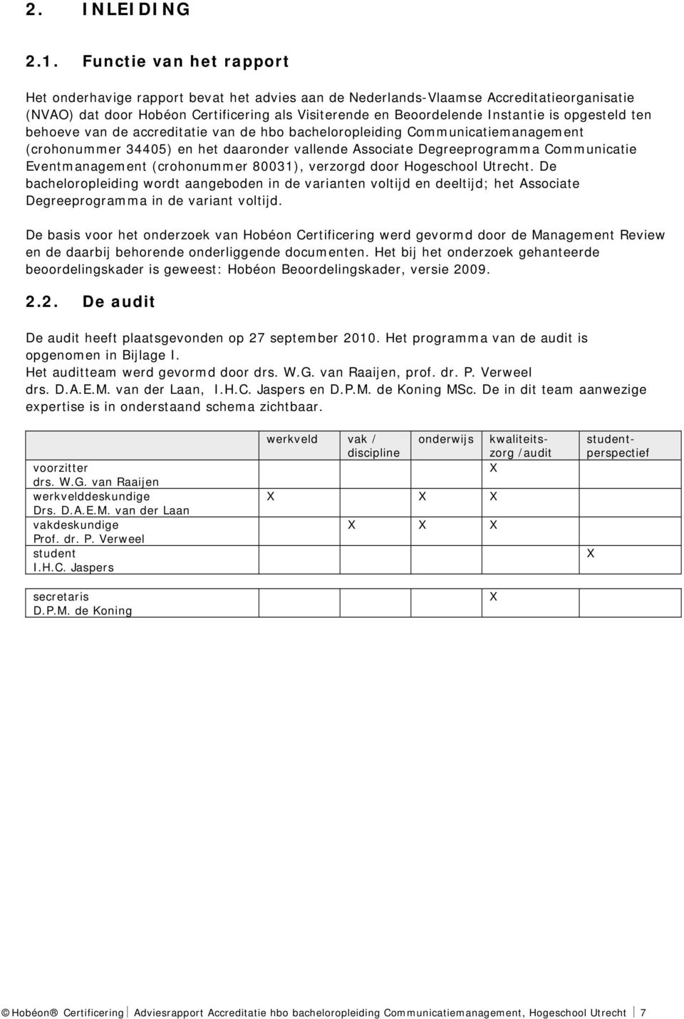 opgesteld ten behoeve van de accreditatie van de hbo bacheloropleiding Communicatiemanagement (crohonummer 34405) en het daaronder vallende Associate Degreeprogramma Communicatie Eventmanagement