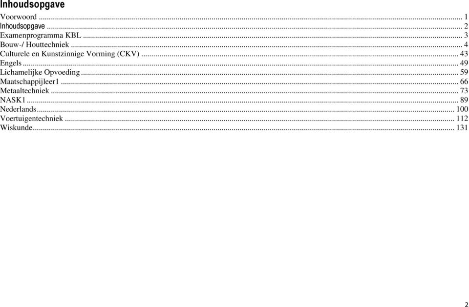 .. 43 Engels... 49 Lichamelijke Opvoeding... 59 Maatschappijleer.