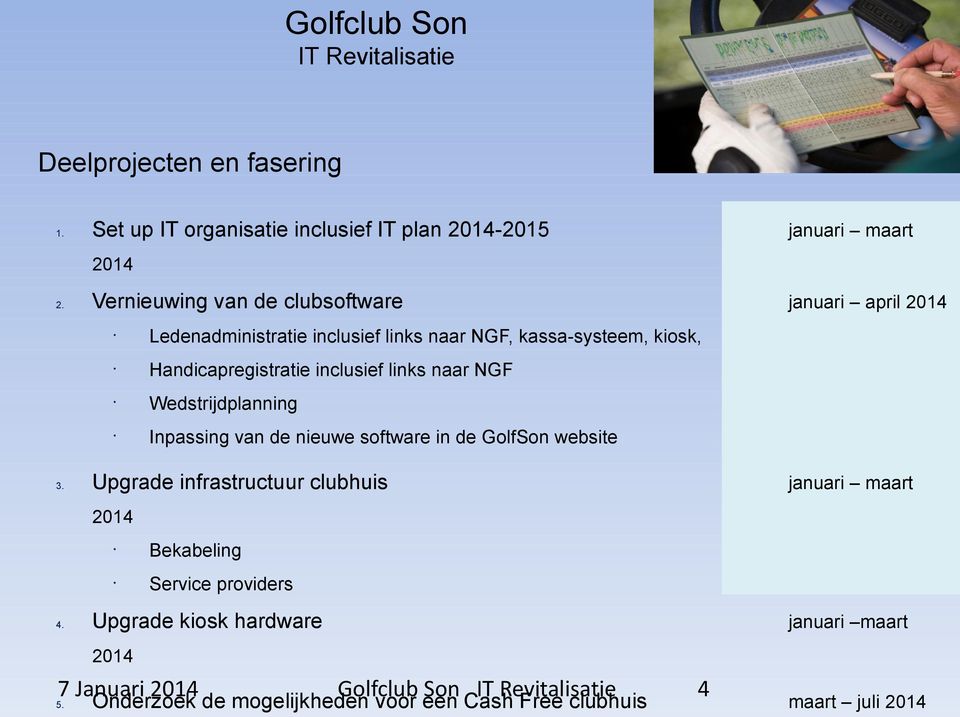inclusief links naar NGF Wedstrijdplanning Inpassing van de nieuwe software in de GolfSon website 3.