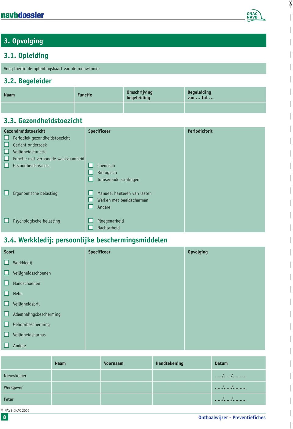 Ergonomische belasting Manueel hanteren van lasten Werken met beeldschermen Andere Psychologische belasting Ploegenarbeid Nachtarbeid 3.4.