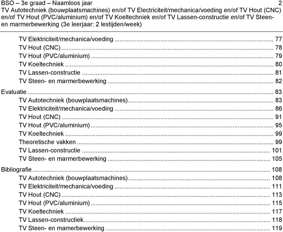 .. 83 TV Elektriciteit/mechanica/voeding... 86 TV Hout (CNC)... 91 TV Hout (PVC/aluminium)... 95 TV Koeltechniek... 99 Theoretische vakken... 99 TV Lassen-constructie.