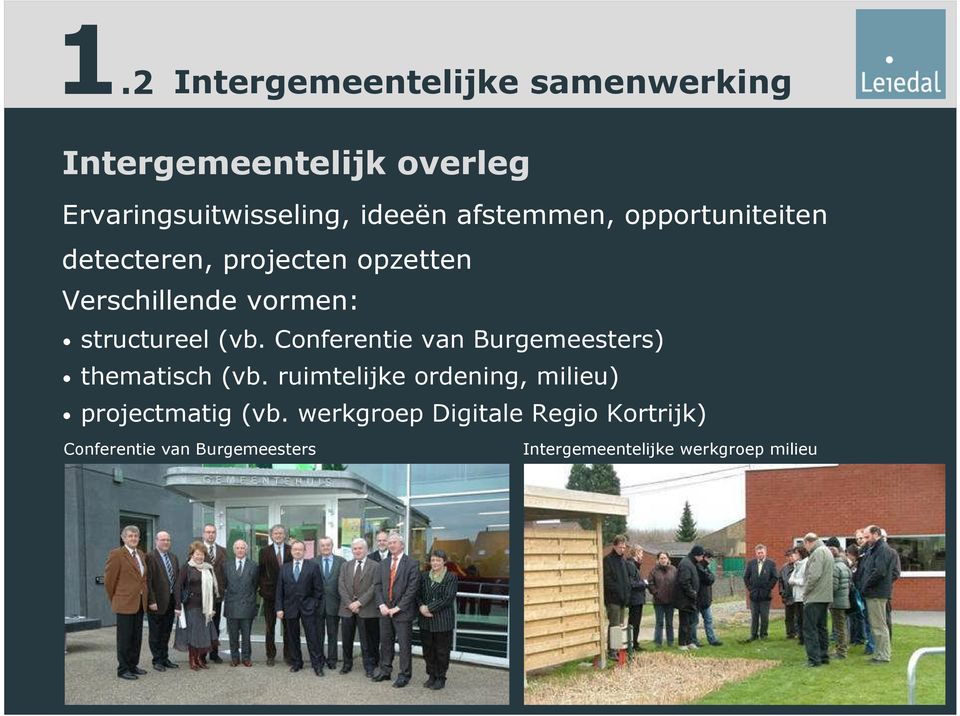 Conferentie van Burgemeesters) thematisch (vb. ruimtelijke ordening, milieu) projectmatig (vb.