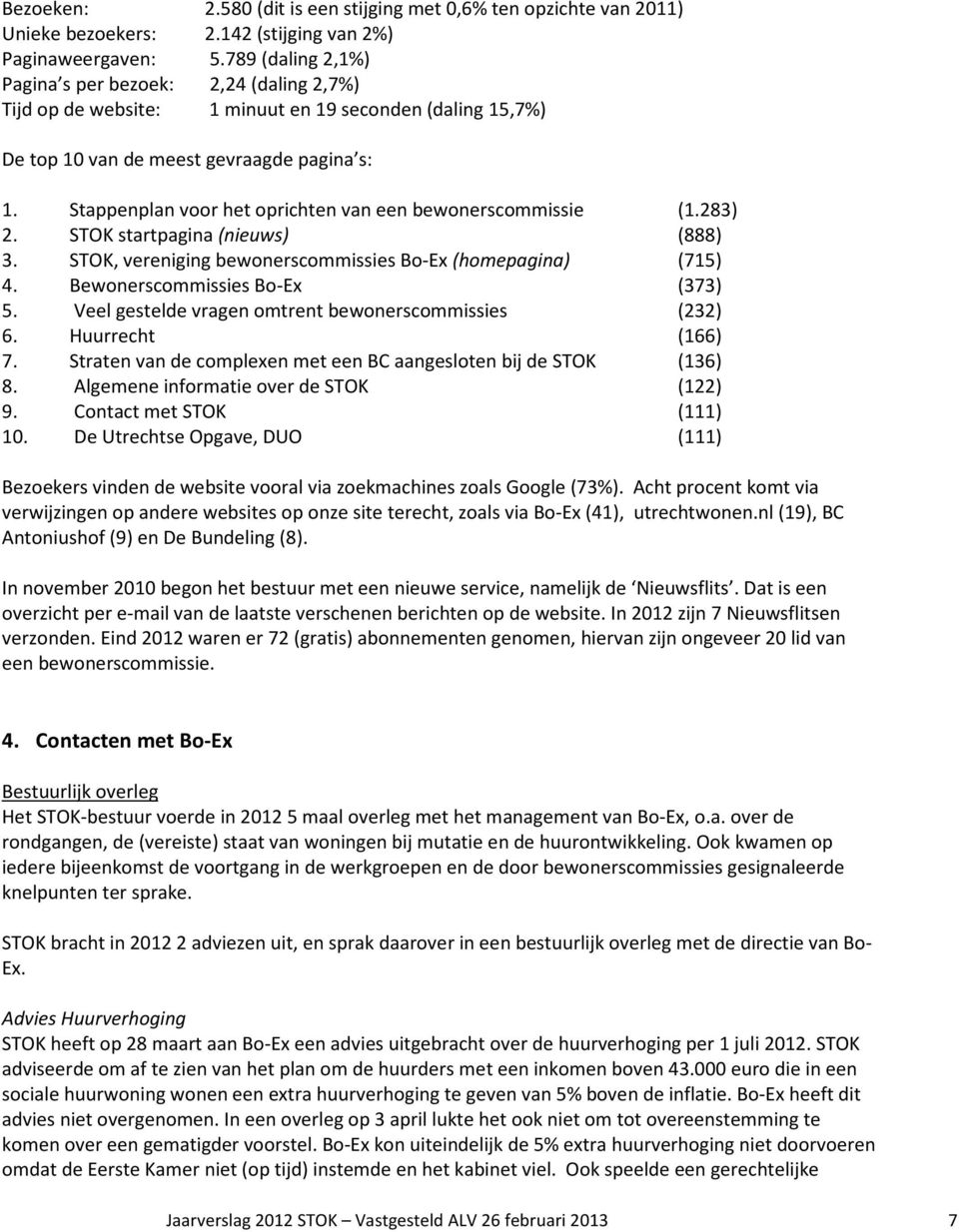 Stappenplan voor het oprichten van een bewonerscommissie (1.283) 2. STOK startpagina (nieuws) (888) 3. STOK, vereniging bewonerscommissies Bo-Ex (homepagina) (715) 4. Bewonerscommissies Bo-Ex (373) 5.