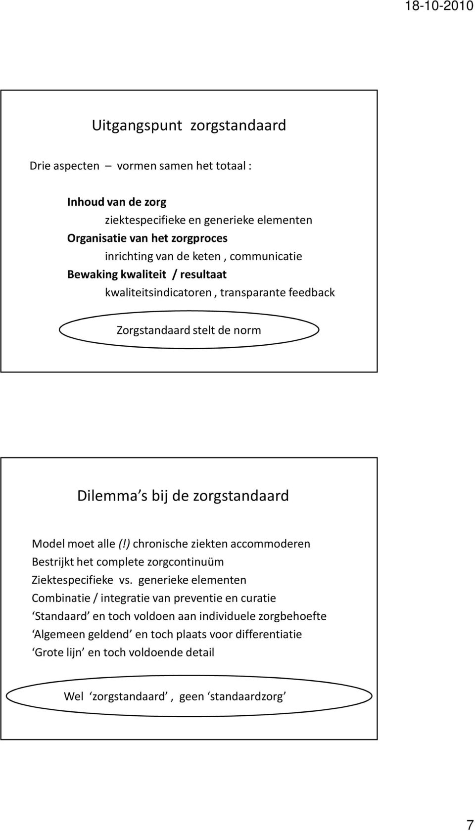 alle (!) chronische ziekten accommoderen Bestrijkt het complete zorgcontinuüm Ziektee vs.