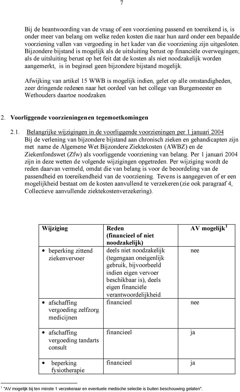 Bijzondere bijstand is mogelijk als de uitsluiting berust op financiële overwegingen; als de uitsluiting berust op het feit dat de kosten als niet noodzakelijk worden aangemerkt, is in beginsel geen