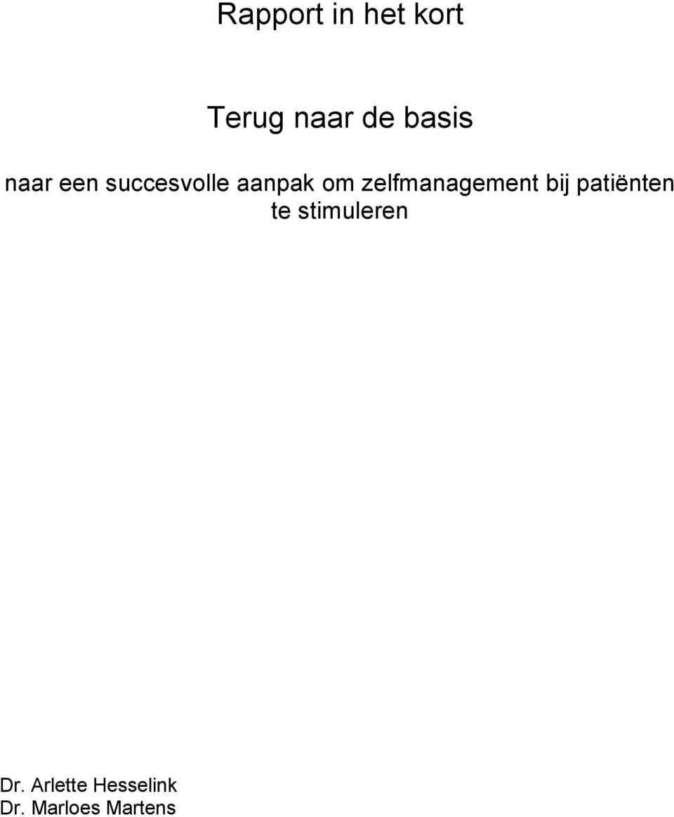 zelfmanagement bij patiënten te