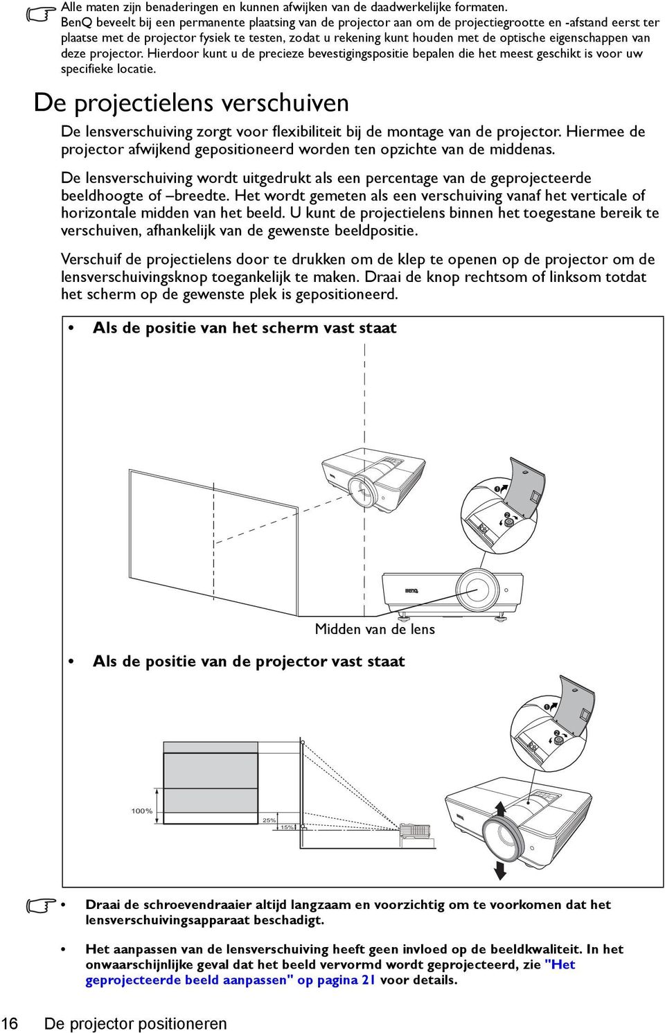 eigenschappen van deze projector. Hierdoor kunt u de precieze bevestigingspositie bepalen die het meest geschikt is voor uw specifieke locatie.