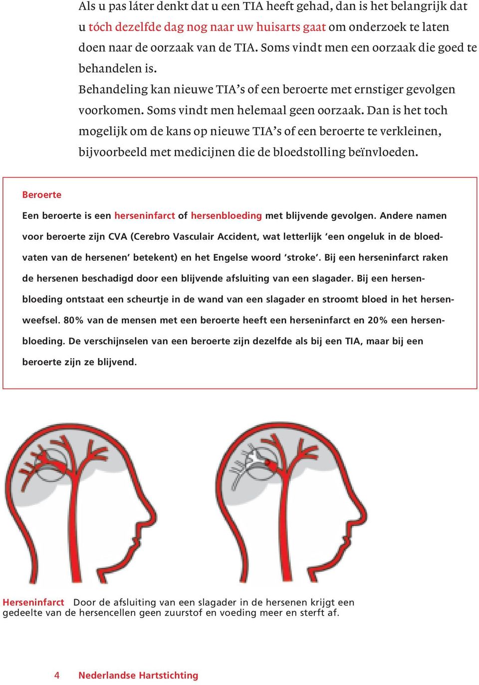 Dan is het toch mogelijk om de kans op nieuwe TIA s of een beroerte te verkleinen, bijvoorbeeld met medicijnen die de bloedstolling beïnvloeden.