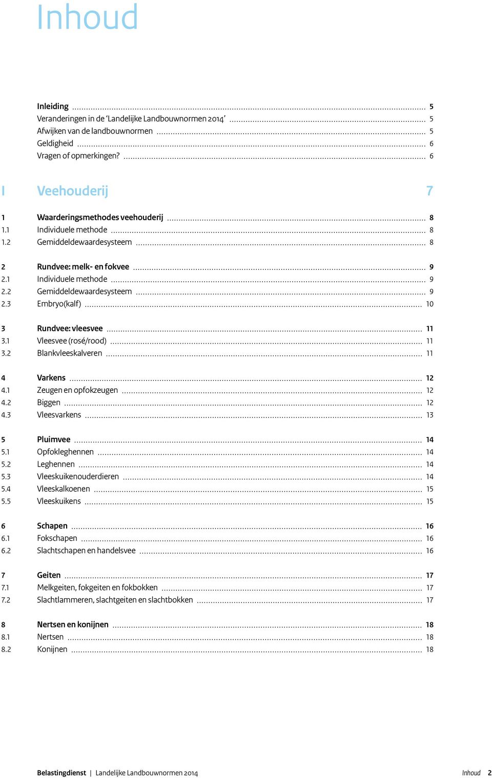 1 Vleesvee (rosé/rood) 11 3.2 Blankvleeskalveren 11 4 Varkens 12 4.1 Zeugen en opfokzeugen 12 4.2 Biggen 12 4.3 Vleesvarkens 13 5 Pluimvee 14 5.1 Opfokleghennen 14 5.2 Leghennen 14 5.