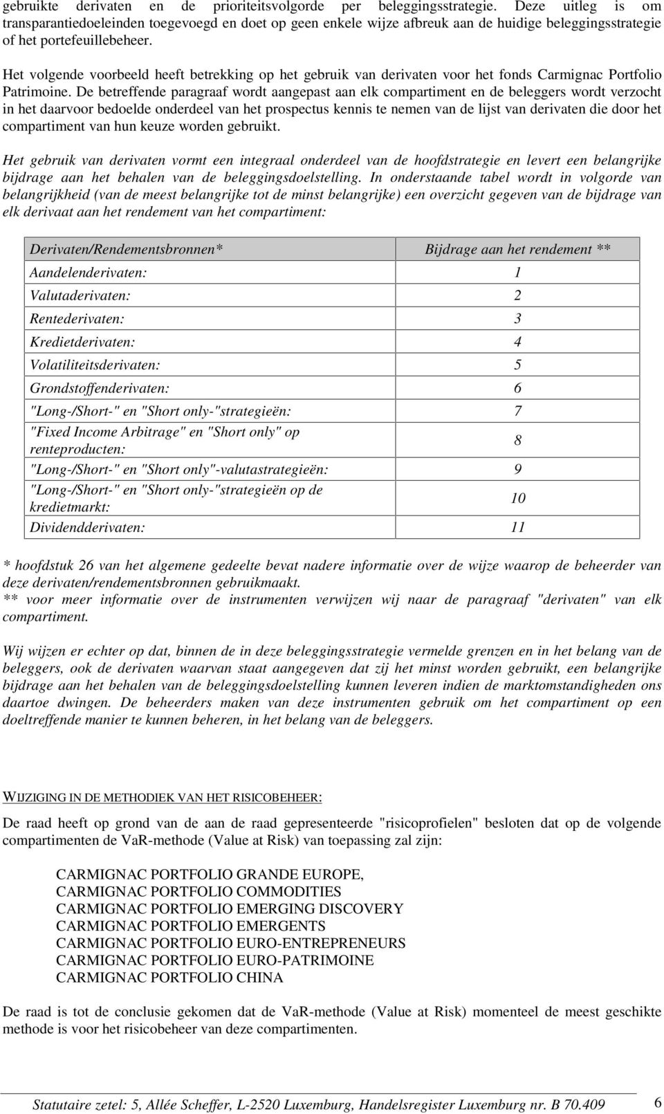 Het volgende voorbeeld heeft betrekking op het gebruik van derivaten voor het fonds Carmignac Portfolio Patrimoine.