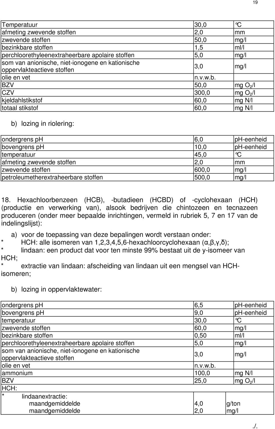 Hexachloorbenzeen (HCB), -butadieen (HCBD) of -cyclohexaan (HCH) (productie en verwerking van), alsook bedrijven die chintozeen en tecnazeen produceren (onder meer bepaalde inrichtingen, vermeld in