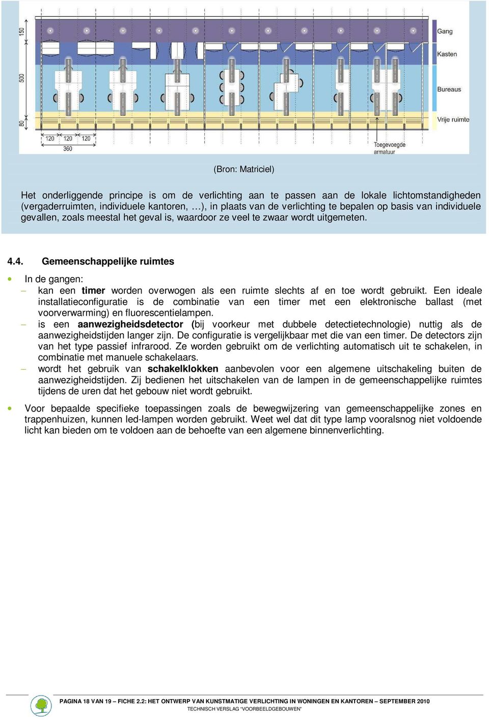 4. Gemeenschappelijke ruimtes In de gangen: kan een timer worden overwogen als een ruimte slechts af en toe wordt gebruikt.