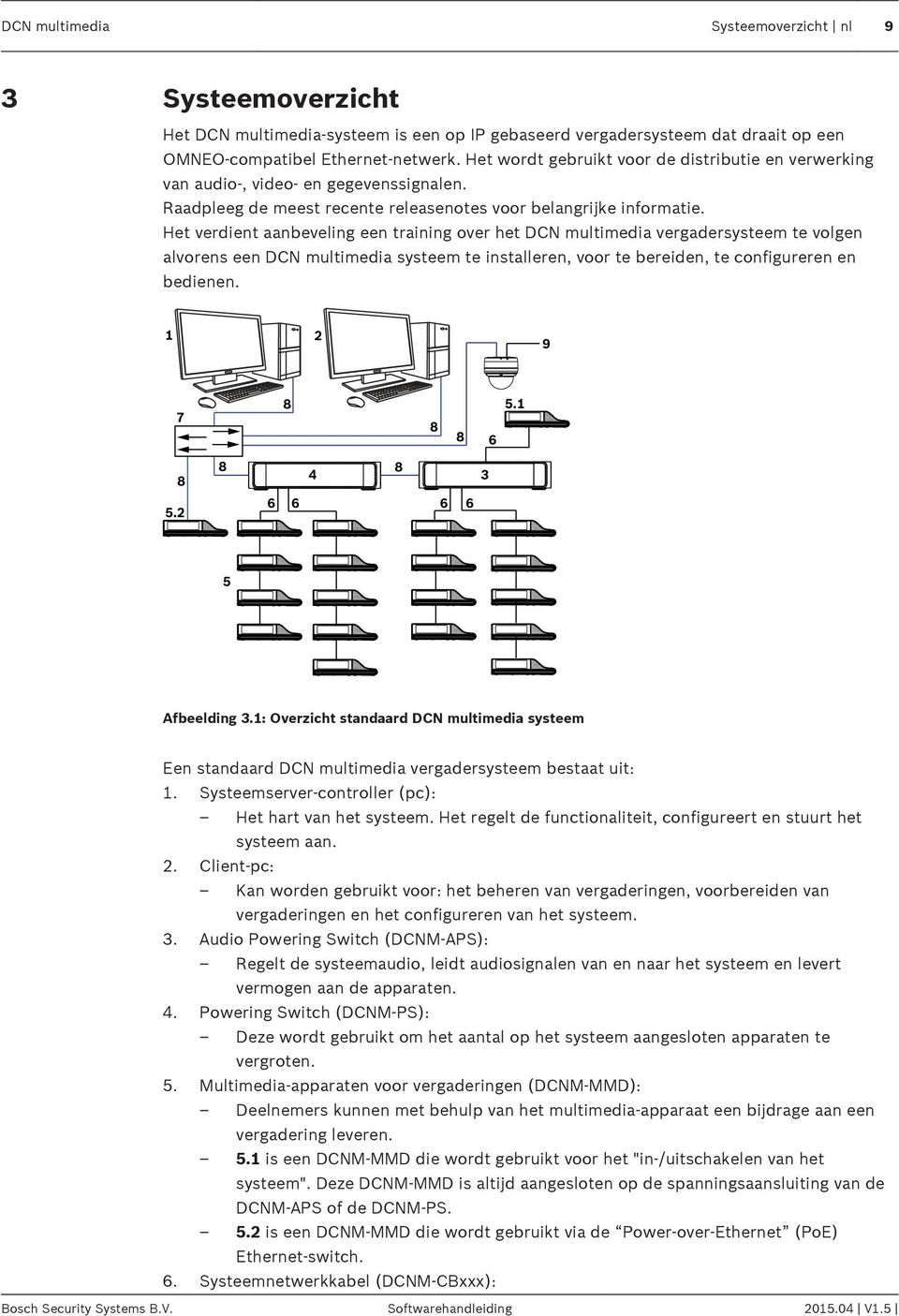 Het verdient aanbeveling een training over het DCN multimedia vergadersysteem te volgen alvorens een DCN multimedia systeem te installeren, voor te bereiden, te configureren en bedienen.