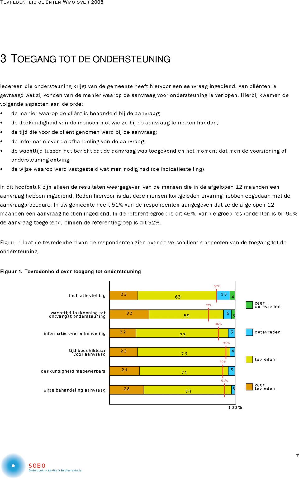 Hierbij kwamen de volgende aspecten aan de orde: de manier waarop de cliënt is behandeld bij de aanvraag; de deskundigheid van de mensen met wie ze bij de aanvraag te maken hadden; de tijd die voor