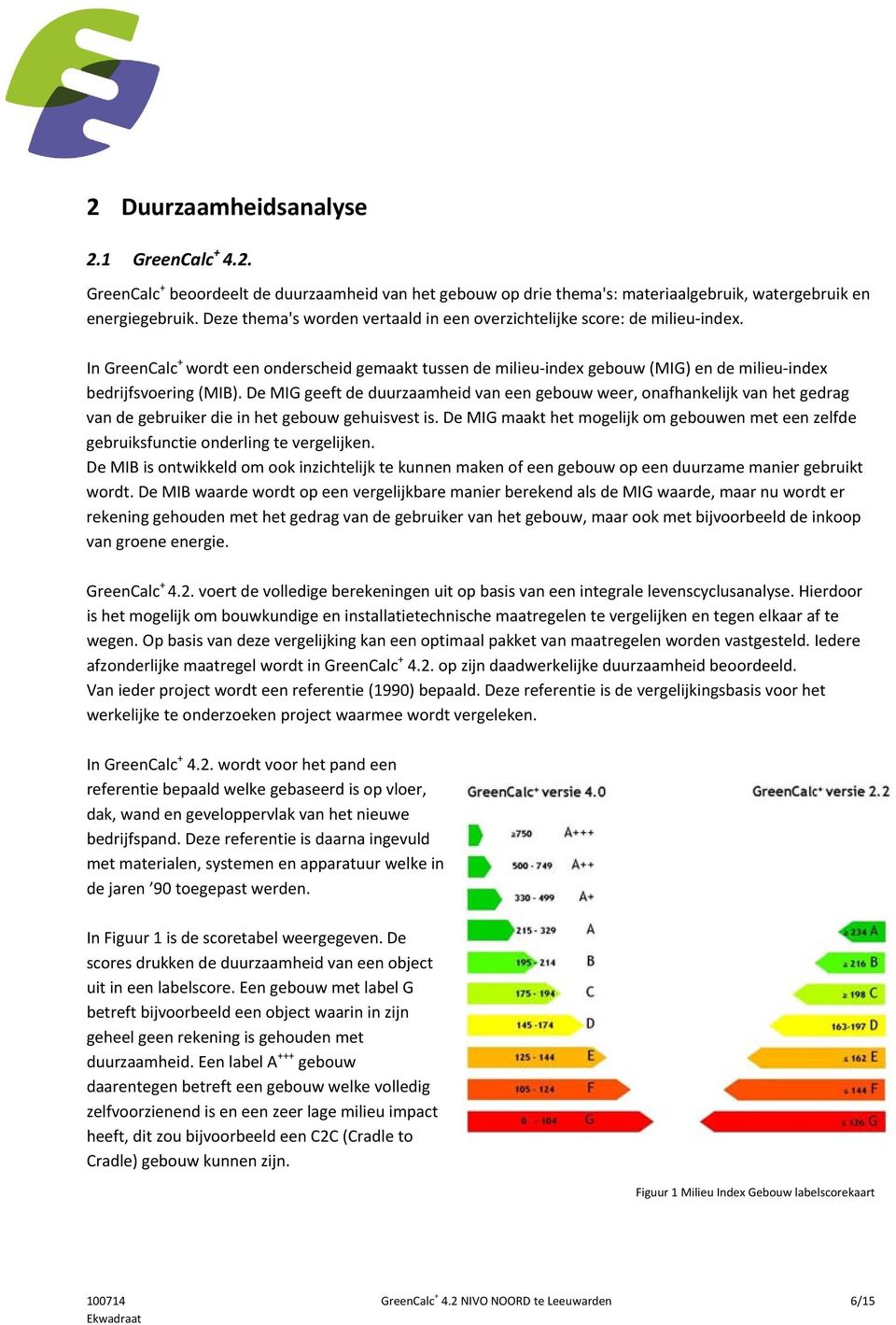 De MIG geeft de duurzaamheid van een gebouw weer, onafhankelijk van het gedrag van de gebruiker die in het gebouw gehuisvest is.