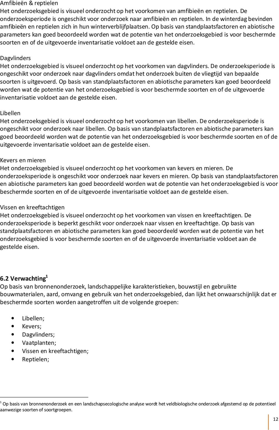 Op basis van standplaatsfactoren en abiotische parameters kan goed beoordeeld worden wat de potentie van het onderzoeksgebied is voor beschermde soorten en of de uitgevoerde inventarisatie voldoet