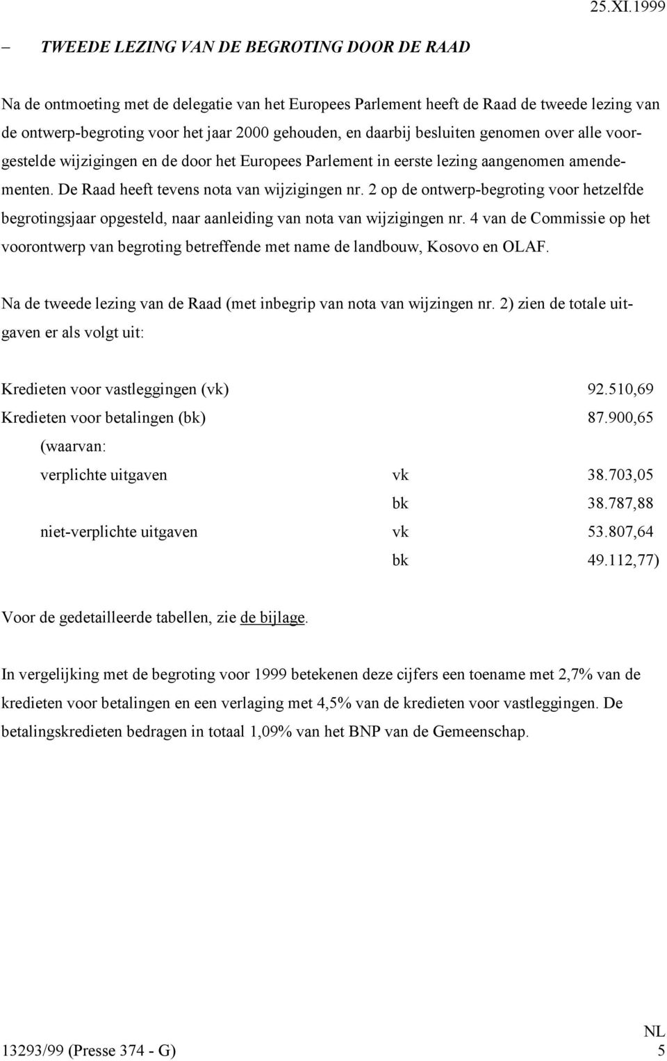 2 op de ontwerp-begroting voor hetzelfde begrotingsjaar opgesteld, naar aanleiding van nota van wijzigingen nr.