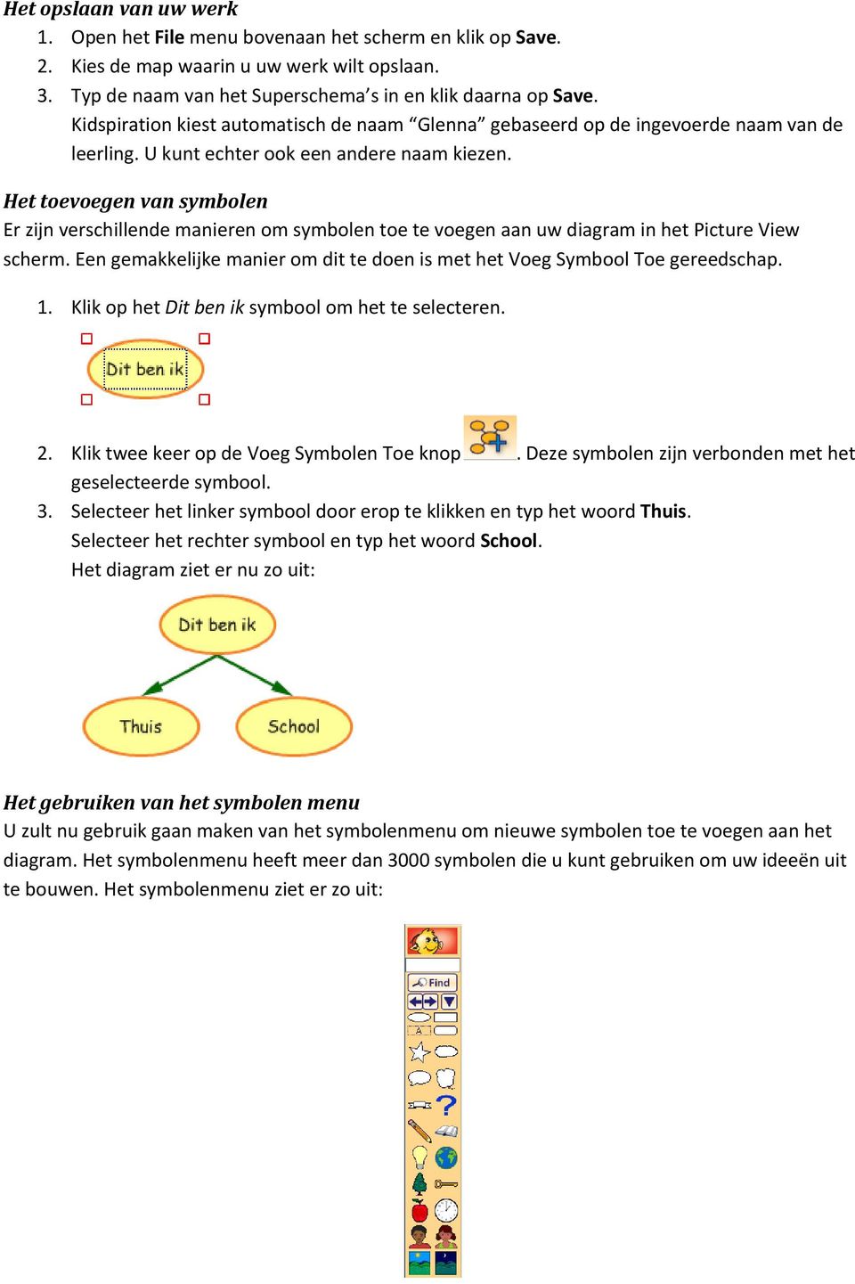 Het toevoegen van symbolen Er zijn verschillende manieren om symbolen toe te voegen aan uw diagram in het Picture View scherm.