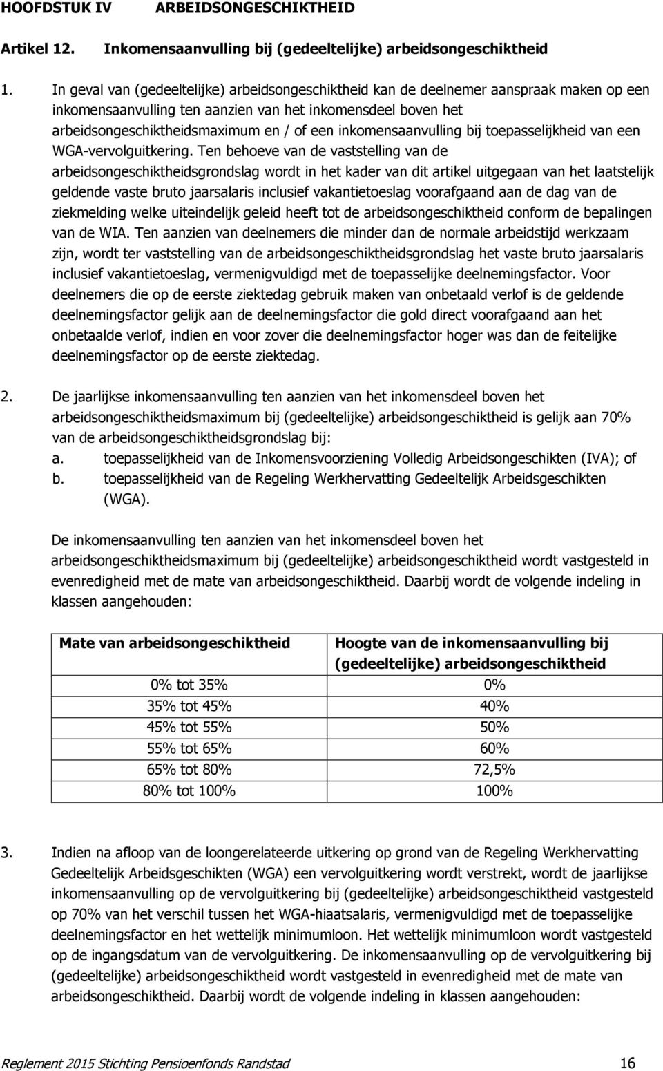 inkomensaanvulling bij toepasselijkheid van een WGA-vervolguitkering.