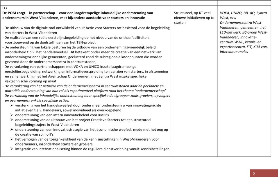 voortbouwendopdedoelstellingenvanhetten project Deondersteuningvanlokalebesturenbijdeuitbouwvaneenondernemingsvriendelijkbeleid inzonderheidt.b.v.hethandelsweefsel.