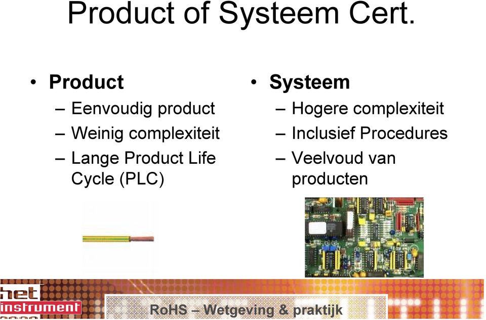 complexiteit Lange Product Life Cycle (PLC)