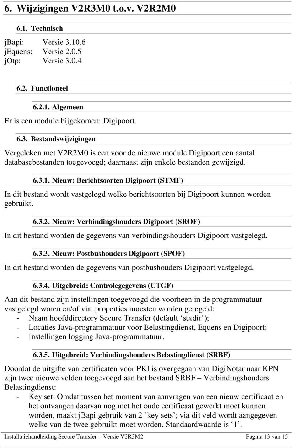 Nieuw: Verbindingshouders Digipoort (SROF) In dit bestand worden de gegevens van verbindingshouders Digipoort vastgelegd. 6.3.